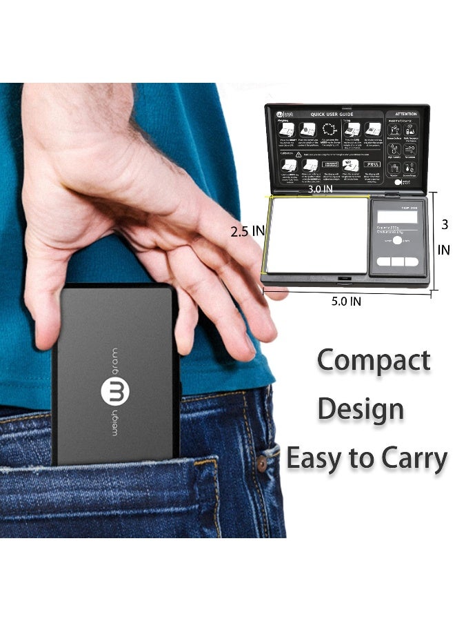 Weigh Gram 200g Digital Pocket Gram Scale 0.01g Accuracy, 200g x 0.01g Mini Digital Grams Scale, Small Food Scale, Jewelry Scale, Ounces Grains Scale With100g Calibration Weight - Image 2